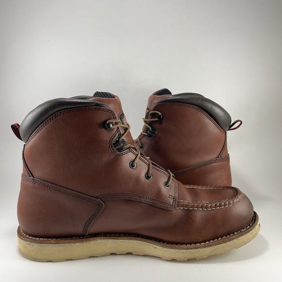 Red Wing 405 Waterproof Leather Work Boots Size 14 D Brown Wedge Moc Toe main image 11